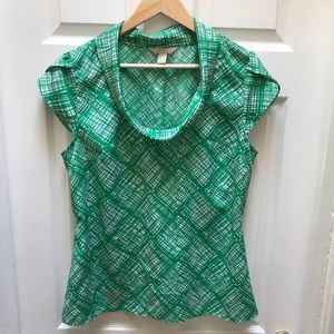☀️5 for $25 sale! Banana Republic Green Cowl Neck Blouse Sz M EUC